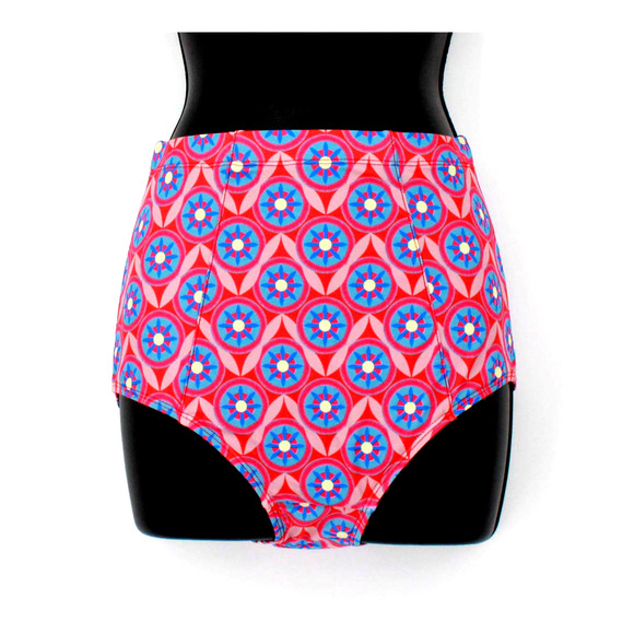 Swimsuit Pink & Blue Geo Print Bombshell Bottom Only Small - Picture 4 of 7